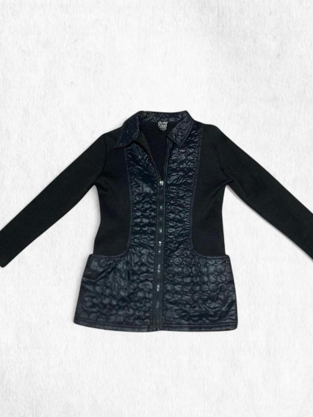 Vintage RARE futuristic COP COPINE Black quilted puffer trim jacket